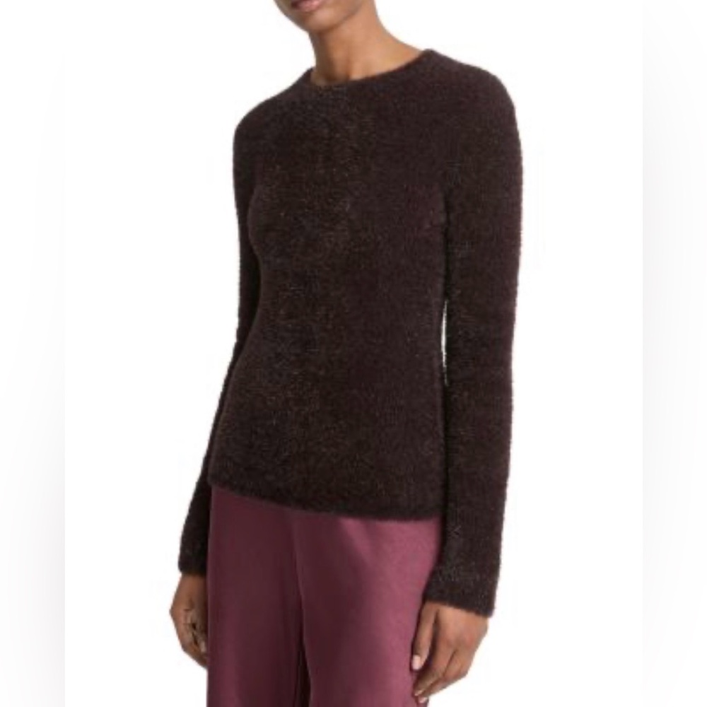 Vince Lurex Eyelash Metallic Sweater Women’s Pullover Size Small Cherry Night